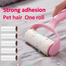 Dream Glow 8入組卷文件寵物脫毛劑滾輪,吸塵滾筒適用於狗狗和貓適用於清潔,家用的黏髮刷,可撕開黏捲髮棒 - 粉色 - 查看 6