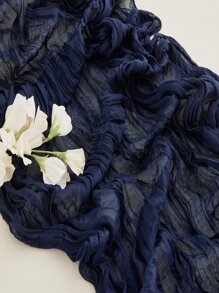 1pc Bohemian Style Rustic Wedding Party Gathering Shabby Cloth Table Runner, 90*180cm - Navy Blue - View 4