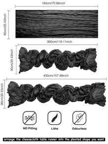 1pc Bohemian Style Rustic Wedding Party Gathering Shabby Cloth Table Runner, 90*180cm - Navy Blue - View 7