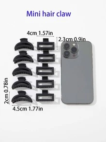 10 Cái/bộ Nhiều Màu Cổ Điển Màu Sữa Vuông Hình Mặt Trăng Vuốt Tóc Thông Thường - màu đen - Xem 7