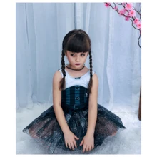 Roupa Vandinha Familia Adams Body wandinha e saia de tule preta fantasia Vandinha linda - Preto - Visão 1