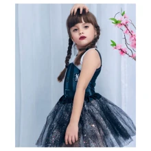 Roupa Vandinha Familia Adams Body wandinha e saia de tule preta fantasia Vandinha linda - Preto - Visão 2