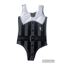 Roupa Vandinha Familia Adams Body wandinha e saia de tule preta fantasia Vandinha linda - Preto - Visão 3