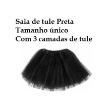 Roupa Vandinha Familia Adams Body wandinha e saia de tule preta fantasia Vandinha linda - Preto - Visão 4