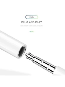 Adaptador de Fone para iPhone Cabo Lightning Para P2 Femea Áudio Auxiliar Fone - Branco - Visão 7
