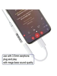 Adaptador de Fone para iPhone Cabo Lightning Para P2 Femea Áudio Auxiliar Fone - Branco - Visão 11