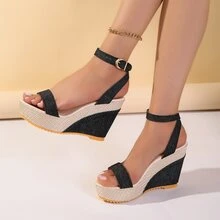 女士坡跟厚底涼鞋