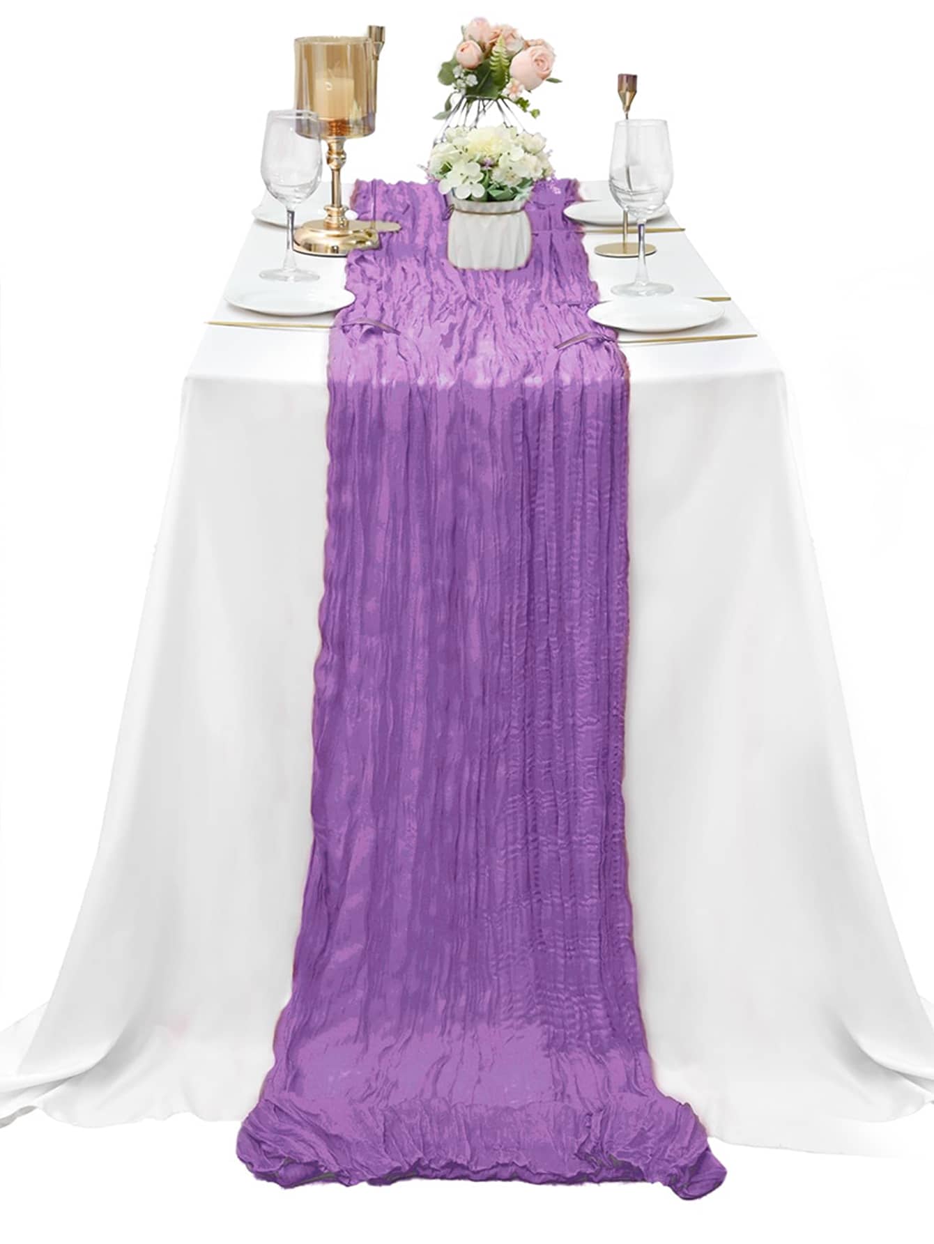 1 lá cờ để bàn tiệc cưới, 90x180cm - Màu tím - Xem 1