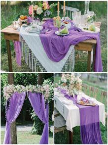 1 lá cờ để bàn tiệc cưới, 90x180cm - Màu tím - Xem 6