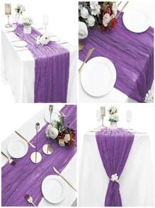 1 lá cờ để bàn tiệc cưới, 90x180cm - Màu tím - Xem 5