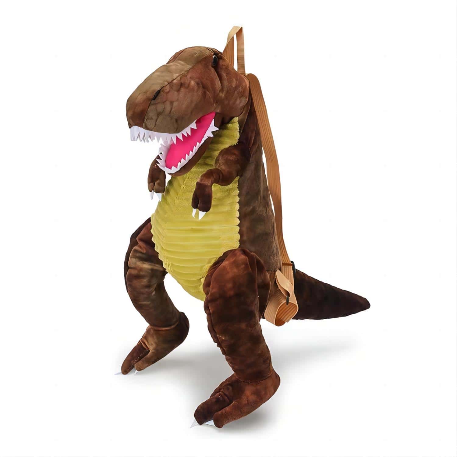 Bolsa creativa con dinosaurio de dibujos animados de peluche Con Textura dinosaurio rex T-rex Mochila dinosaurio bolsa mochila - Marrón - Ver 1