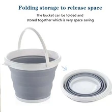 1個5升便攜式可摺疊矽膠水桶,適合攜帶水進行戶外活動,如旅行、露營、釣魚、繪畫等