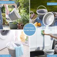 1個5升便攜式可摺疊矽膠水桶,適合攜帶水進行戶外活動,如旅行、露營、釣魚、繪畫等