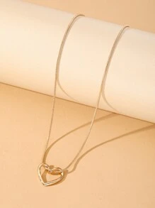 1入組日常閒暇街簡約風Love吊墜項鍊 - 銀色 - 查看 4