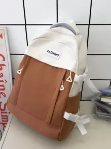 Casual Simple Large Capacity Student Backpack With Versatile, High Visuality And Double Shoulder Straps - Khaki - View 3