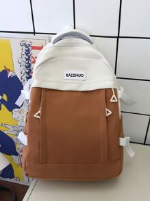 Casual Simple Large Capacity Student Backpack With Versatile, High Visuality And Double Shoulder Straps - Khaki - View 2