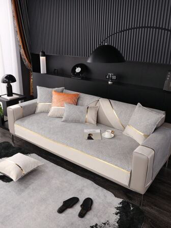 1pc Graphic Print Fringe Trim Sofa Towel