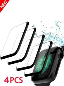 4入裝38/40/41/42/44/45/49mm蘋果手錶超清tpu防曲面膜,適用於ultra/se/8/7/6/5/4/3/2/1 - 黑色 - 查看 1