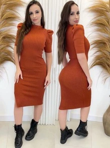 Women Sweater Dresses - 棕色 - 查看 1