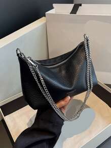 2026 New Autumn Fashion Simple Chain Shoulder Bag, Women Small Handbag, Casual Versatile Crossbody Square Bag - Black - View 2