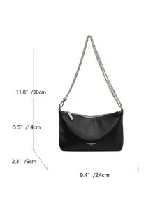 2026 New Autumn Fashion Simple Chain Shoulder Bag, Women Small Handbag, Casual Versatile Crossbody Square Bag - Black - View 10