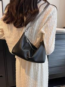 2026 New Autumn Fashion Simple Chain Shoulder Bag, Women Small Handbag, Casual Versatile Crossbody Square Bag - Black - View 9