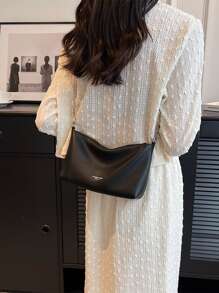 2026 New Autumn Fashion Simple Chain Shoulder Bag, Women Small Handbag, Casual Versatile Crossbody Square Bag - Black - View 6