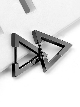1 Pair Punk Triangle Stud Earrings For Men Boys Stainless Steel Black Geometric Earring