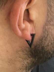 1對龐克三角形耳釘適合男士男孩不銹鋼黑色幾何耳環