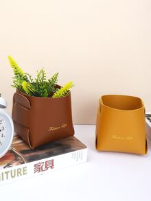 1入組可折疊桌面儲物籃帶字母圖案 - 芥末黃 - 查看 2