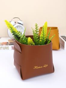 1入組可折疊桌面儲物籃帶字母圖案 - 芥末黃 - 查看 4