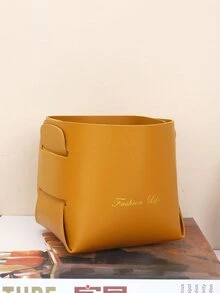 1入組可折疊桌面儲物籃帶字母圖案 - 芥末黃 - 查看 1