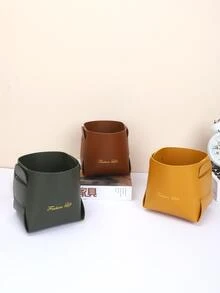 1入組可折疊桌面儲物籃帶字母圖案 - 芥末黃 - 查看 3