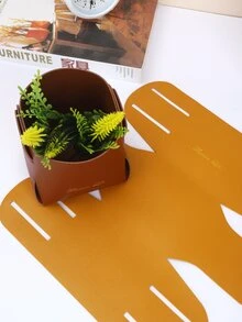 1入組可折疊桌面儲物籃帶字母圖案 - 芥末黃 - 查看 6