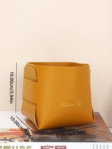 1入組可折疊桌面儲物籃帶字母圖案 - 芥末黃 - 查看 7