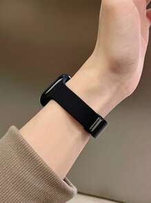 1pc Black Silicone Watch Band, Compatible With Apple Watch 42mm, 38mm, 40mm, 41mm, 44mm, 45mm, 46mm, 49mm, Fashionable Smart Watch Replacement Strap, Suitable For Series Ultra2, Ultra SE2, SE 11, 10, 9, 8, 7, 6, 5, 4, 3, 2, 1, Unisex, Great As Back To School Gift - Black - View 4