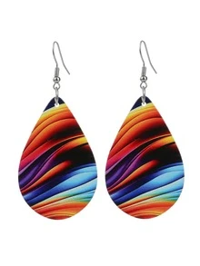 1 對流行木製水滴耳環,適合女性在返校季節佩戴 - 5 - 查看 1