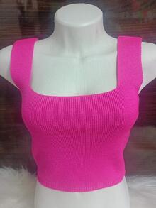 Women Knit Tops - 玫紅色 - 查看 2