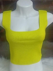 Women Knit Tops - 黃色 - 查看 2