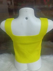 Women Knit Tops - 黃色 - 查看 3