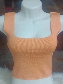 Women Knit Tops - 橘色 - 查看 2