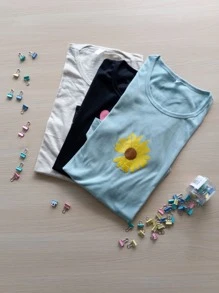 Kit de 3 playeras con estampados y colores al azar - Multicolor - Ver 6