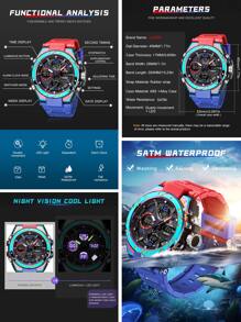 男士電子手錶 - 藍色 - 查看 3