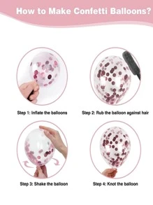 20 Pcs 12 Inch Latex Confetti Balloons Kit With Ribbons For Birthday Wedding Anniversary Graduation Party Decorations - Pink - View 4