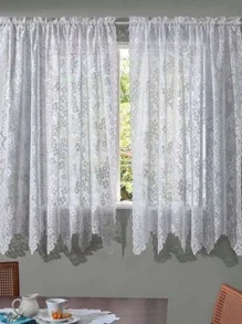 Cortina Sala/quarto Tecido Com Renda - Branco - Visão 2