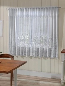 Cortina Sala/quarto Tecido Com Renda - Branco - Visão 3