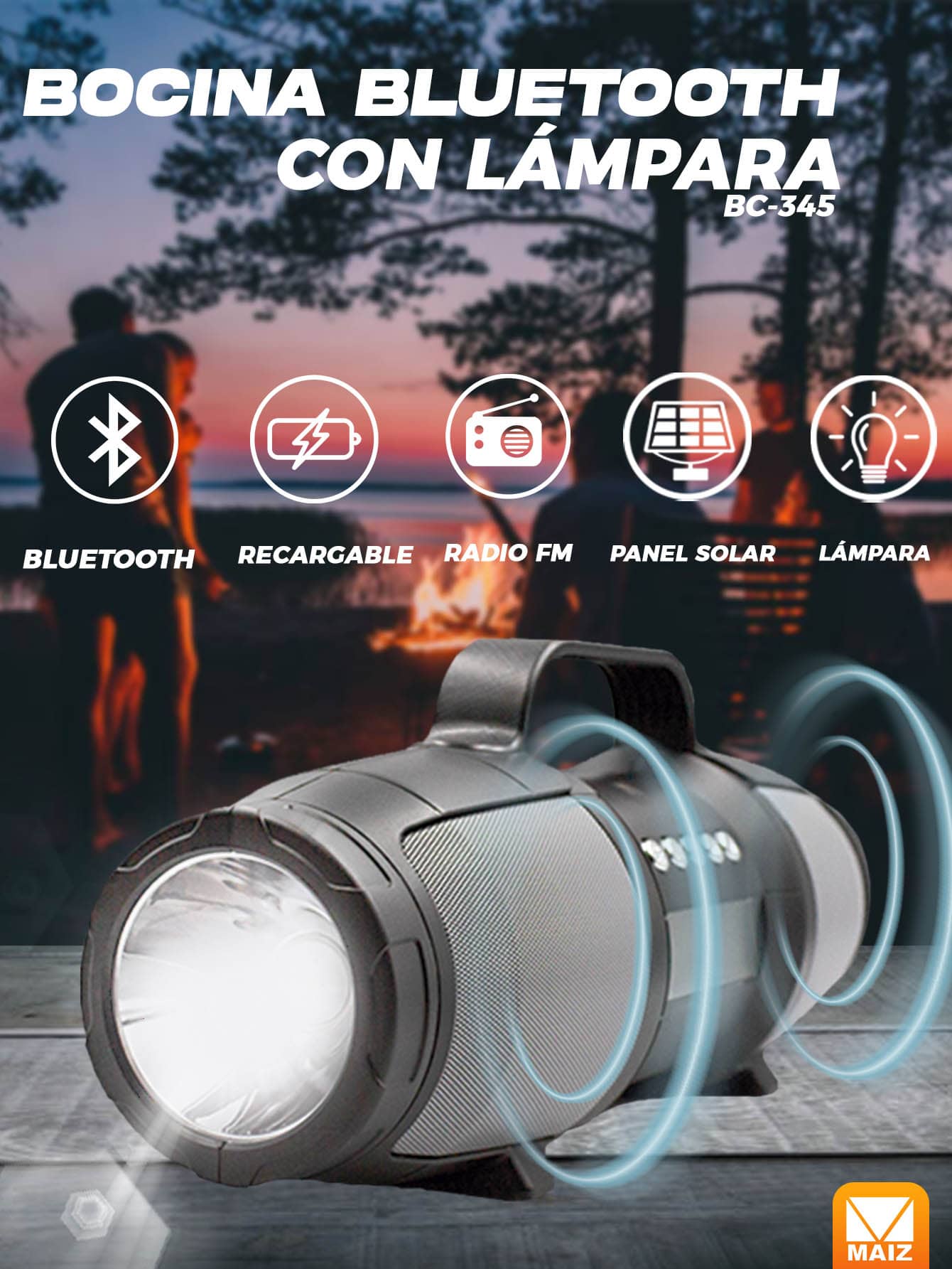 Bluetooth Speaker With Lamp - Red - View 1