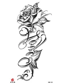 1 Tấm Họa Tiết Hoa Miếng Dán Hình Xăm Câu Mẫu Tạm Thời Hình Xăm Dán Cho Trang Trí Tiệc & Lễ Hội - Đen và trắng - Xem 2