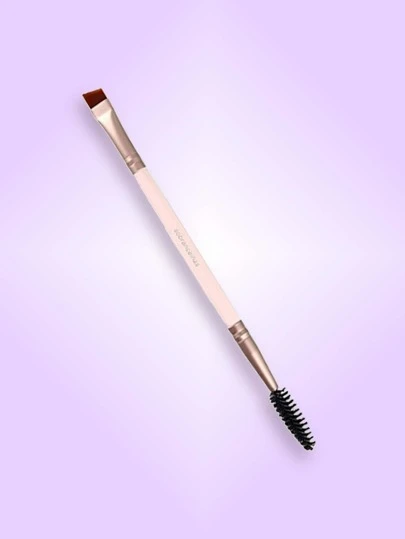 Pincel Profissional para Sobrancelhas e Cílios F11 Chanfrado Rosa Duplo Maquiagem Henna Design Cerdas Macias