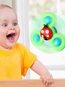 3 件/套吸盘陀螺玩具婴儿游戏婴儿牙胶缓解压力益智旋转摇铃洗澡淋浴玩具儿童礼物（部分部件可能随机）